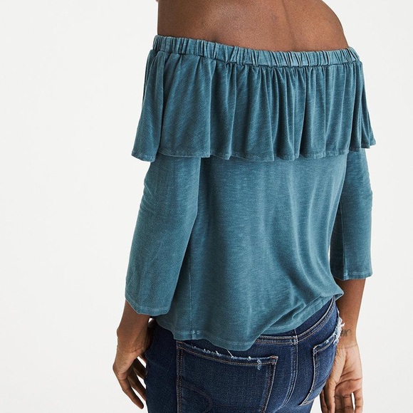 American Eagle Green Off the Shoulder Soft & Sexy - Picture 5 of 5